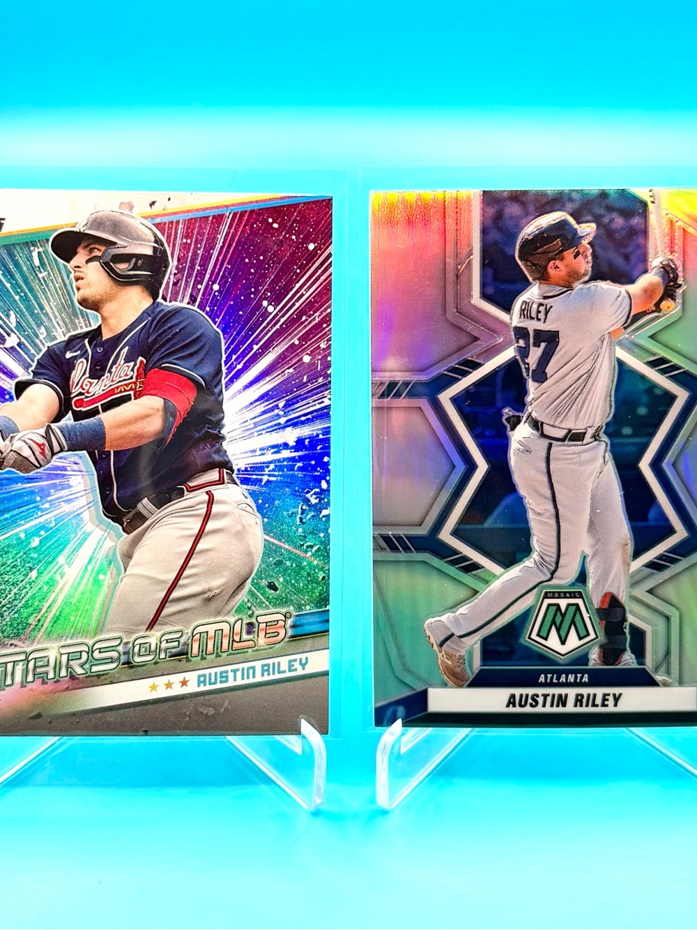 🔥Austin Riley Lot! Stars of MLB Refractor + Silver Mosaic Prizm Refractor! 🤩